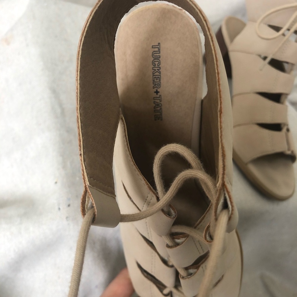 Tucker+Tate Beige Suede Heels